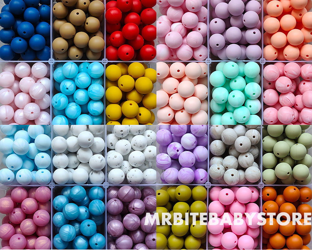 12/15mm Round Silicone Beads #50 - #73 – MrBiteBabyStore